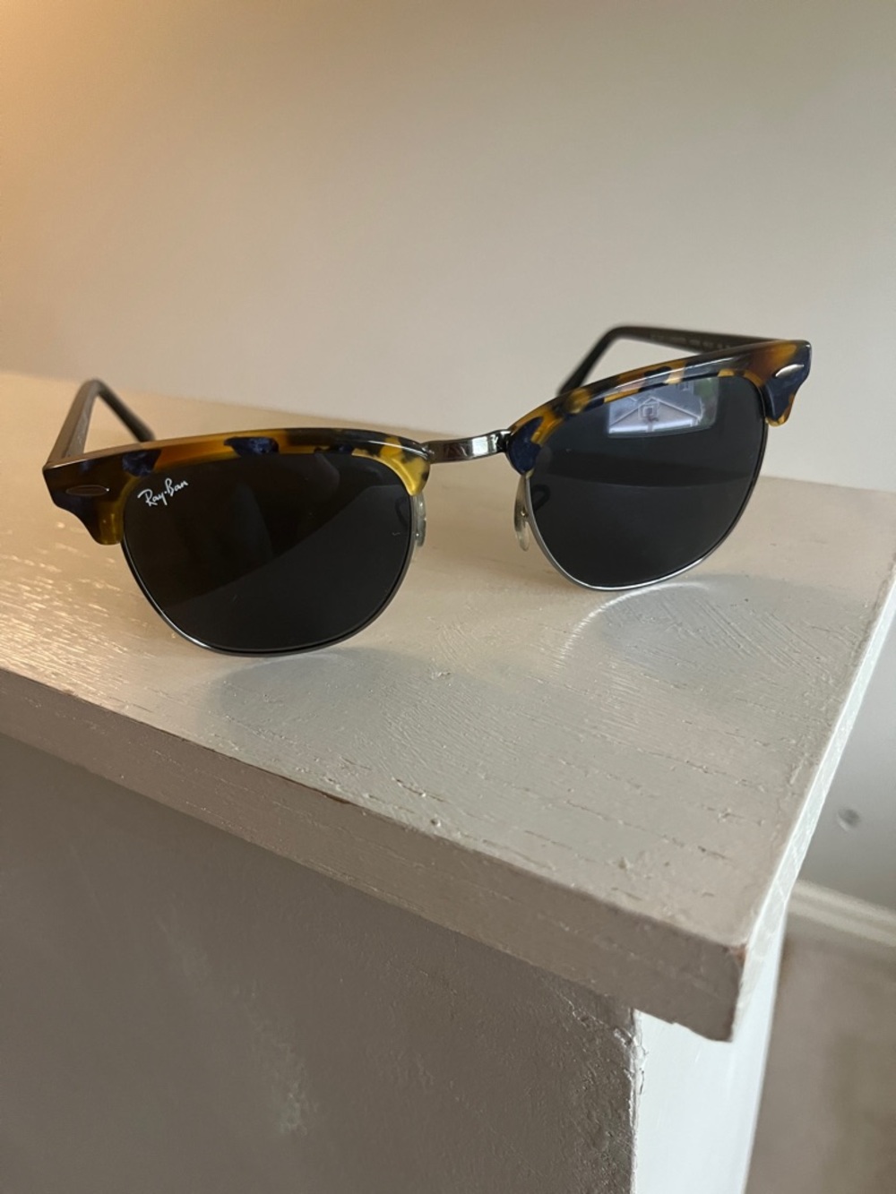 Ray-Ban Clubmaster Tortoise Frame Sunglasses with Black Lenses